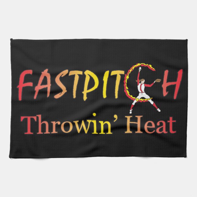 Fast Pitch Softball Version 1 Tea Towel (Horizontal)