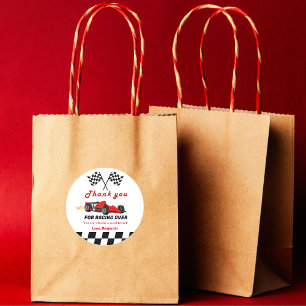 Fast  Race Car Boy Thank you Birthday Classic Round Sticker