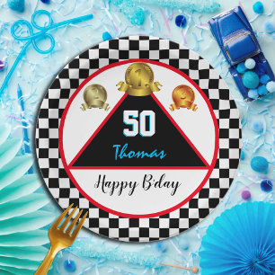 Fast Racer Birthday Plates, Racing Dad Anniversary Paper Plate