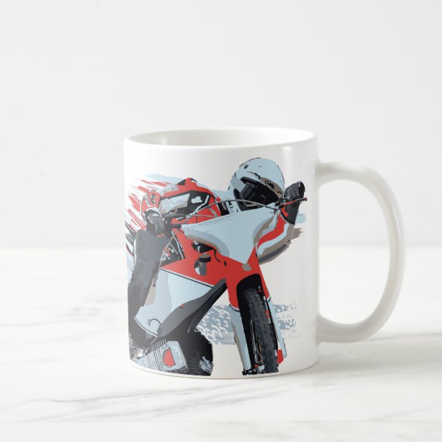 Fast Red Speedway Motorcycle Coffee Mug (Right)