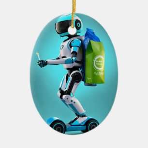Fast running robot  ceramic ornament