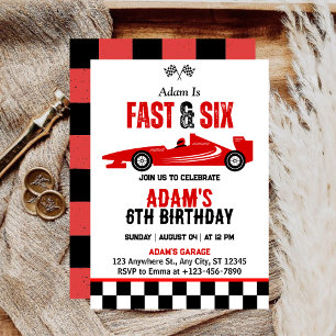 Fast & Six Race Car Boy 6th Birthday Party Invitation