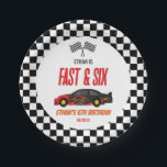 Fast & Six Red Flame Race Car 6th Birthday Party Paper Plate<br><div class="desc">This is a Fast & Six Red Flame Race Car 6th Birthday Party Paper Plates!</div>