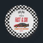 Fast & Six Red Flame Race Car 6th Birthday Party Paper Plate<br><div class="desc">This is a Fast & Six Red Flame Race Car 6th Birthday Party Paper Plates!</div>