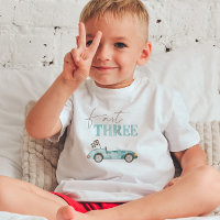 Fast THREE Blue Race Car Birthday T-shirt