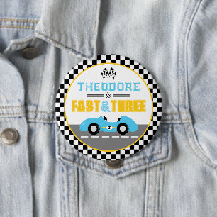 Fast & Three Race Car 3rd Birthday Party Favour 10 Cm Round Badge