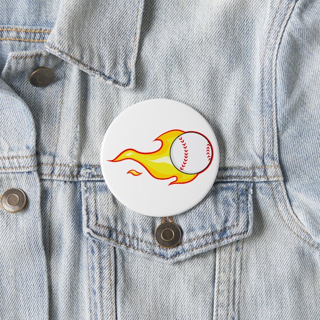 Fastball Flame Baseball Sports 7.5 Cm Round Badge (Creator Uploaded)