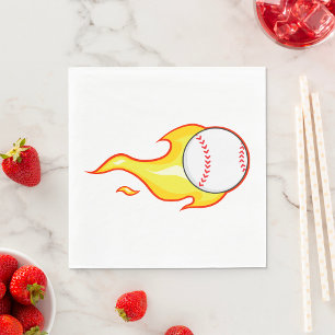 Fastball Flame Baseball Sports Napkin