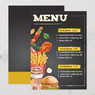 Fastfood restaurant food menu