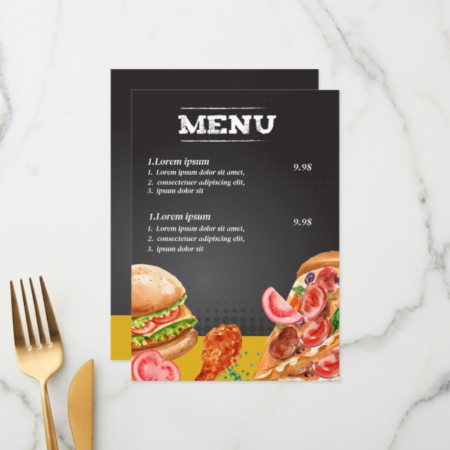 Fastfood restaurant food menu (Front/Back In Situ)