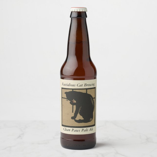 Fastidious Cat Clean Paws Ale Beer Bottle Label (Front)