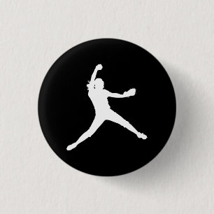 Fastpitch Silhouette Button Black