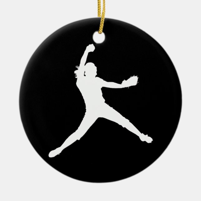 Fastpitch Silhouette Ornament Black (Front)