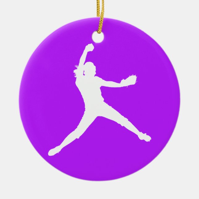 Fastpitch Silhouette Ornament Purple (Front)