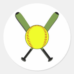 Fastpitch Softball and Crossed Bats Stickers