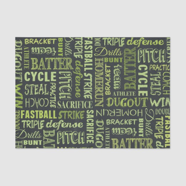 Fastpitch Softball Chalkboard Terms Tissue Paper (Front)