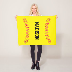Fastpitch Softball Custom Name or Text Sports Fleece Blanket