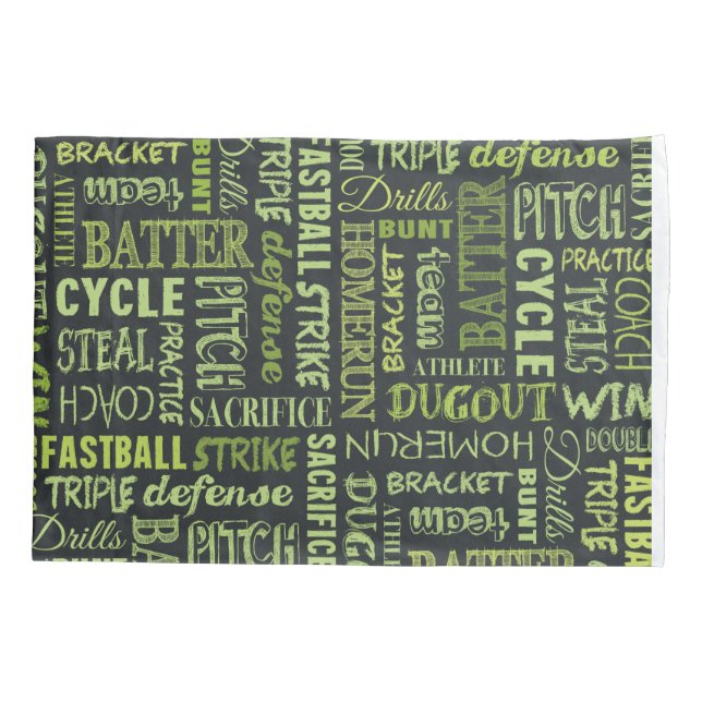 Fastpitch Softball Game Chalkboard Words Pillowcase (Back)