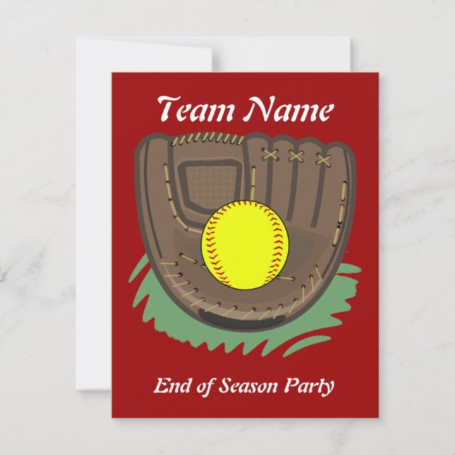 Fastpitch Softball Glove Invitations (Front)