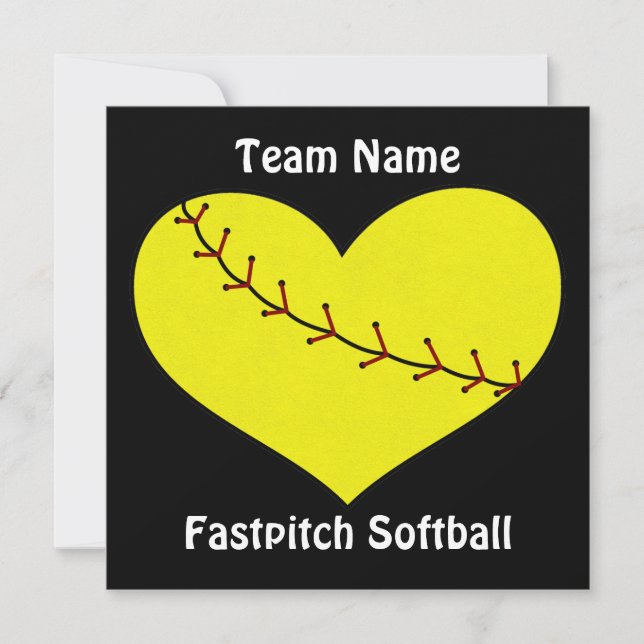 Fastpitch Softball Heart Invitations (Front)