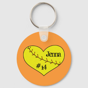 Fastpitch Softball Heart Key Chain