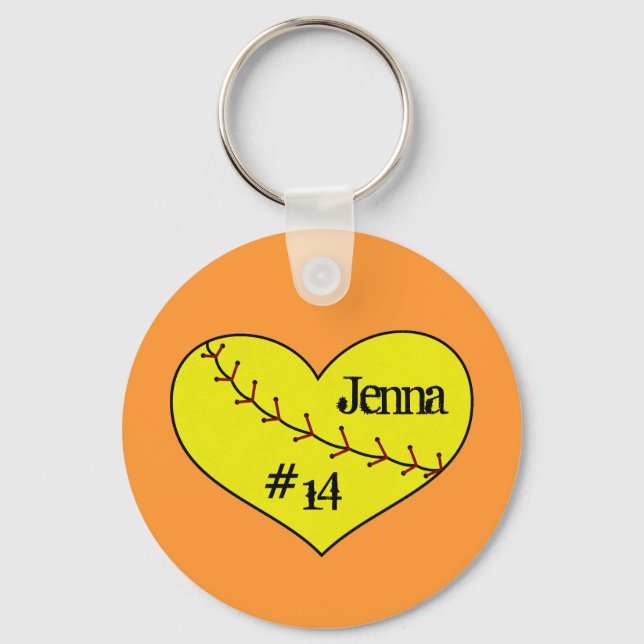 Fastpitch Softball Heart Key Chain (Front)
