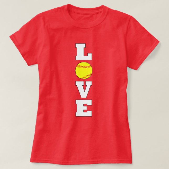 Fastpitch Softball LOVE Custom Jersey Number T-Shirt (Design Front)