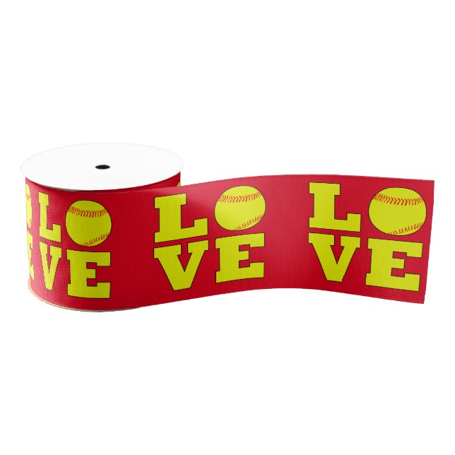 Fastpitch Softball Love Wrapping Ribbon Grosgrain Ribbon (Spool)