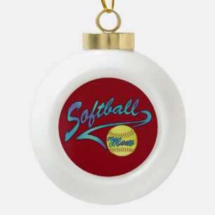 Fastpitch Softball Mum Athletic Tail Ceramic Ball Christmas Ornament