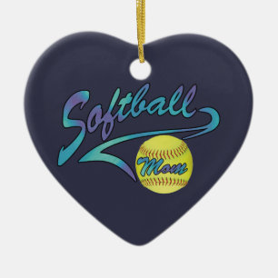 Fastpitch Softball Mum Athletic Tail Ceramic Ornament