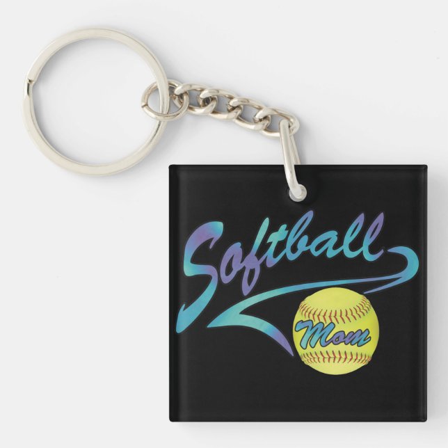 Fastpitch Softball Mum Athletic Tail Key Ring (Front)