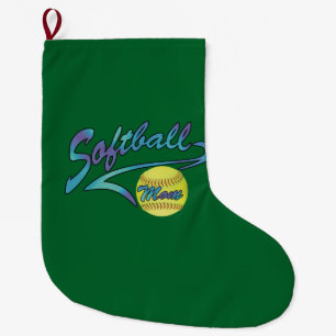 Fastpitch Softball Mum Athletic Tail Large Christmas Stocking