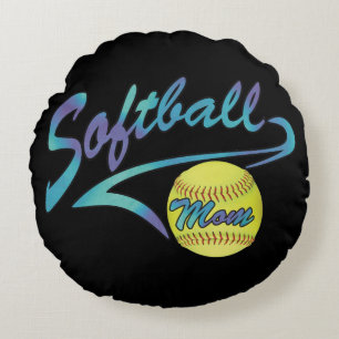 Fastpitch Softball Mum Athletic Tail Round Cushion