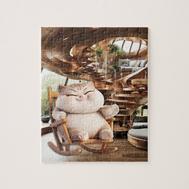 Fat And Sassy Coffee Time Jigsaw Puzzle (Vertical)