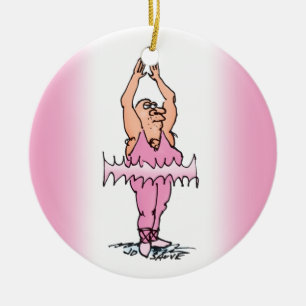 Fat Ballet Dancer in PInk Tutu Ceramic Ornament