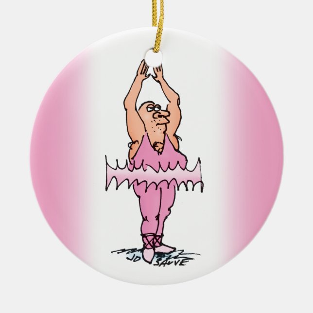 Fat Ballet Dancer in PInk Tutu Ceramic Ornament (Front)