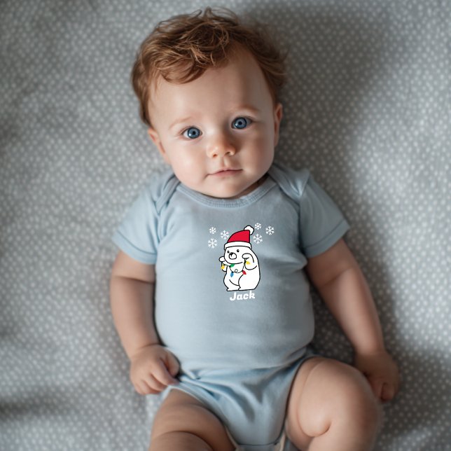 Fat Bear, Snowflakes,Christmas Lights,Personalised Baby Bodysuit (Creator Uploaded)