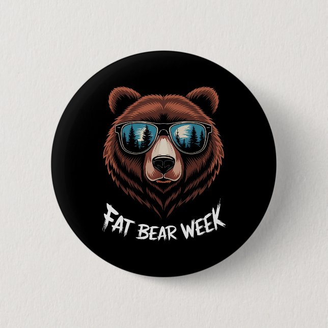 Fat Bear Week Retro Bear Sungles Nature Lovers  6 Cm Round Badge (Front)