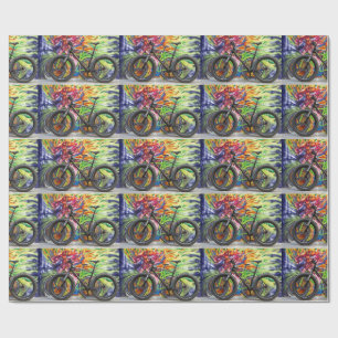 Fat bike and flames wrapping paper