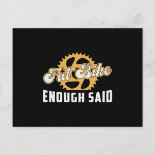 Fat Bike Fat Bike Enough Said Biker Biking Retro Postcard