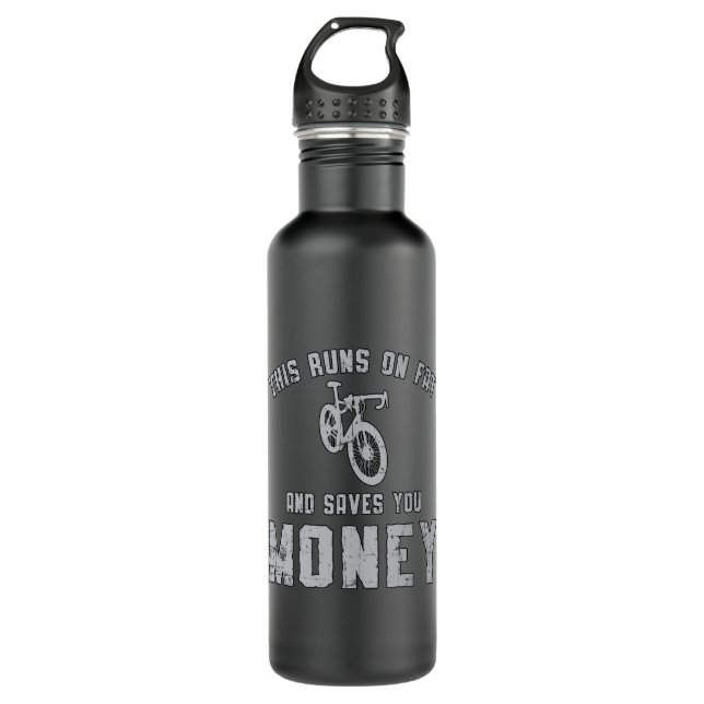 Fat Bike This Runs On Fat Bike Biker MTB Fatbike 710 Ml Water Bottle (Front)