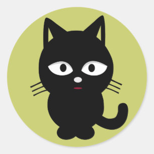 Fat Black Kitten Classic Round Sticker