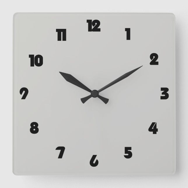 Fat Black Numbers On Gray wccnt Square Wall Clock (Front)