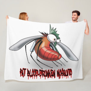 Fat blood-drunken mosquito fleece blanket
