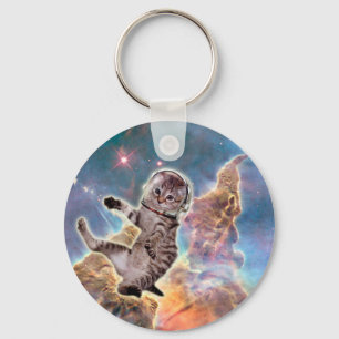 Fat cat astronaut key ring