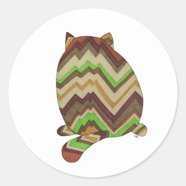 Fat Cat Back Classic Round Sticker (Front)