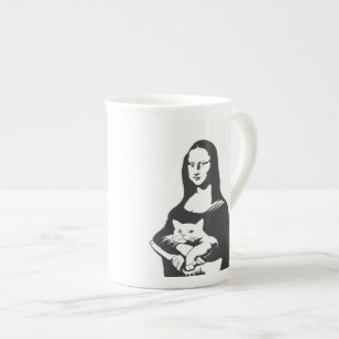 Fat cat by da vinci - Choose background colour Bone China Mug