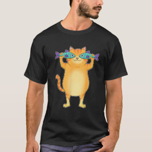 Fat Cat Catching Fish Fishy Eyes Pet Kitty Lovers T-Shirt