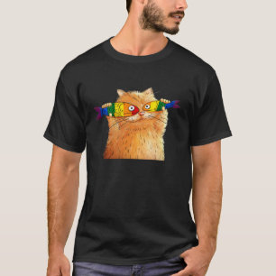 Fat Cat Catching Fish Fishy Eyes Pet LGBT Fish Lov T-Shirt