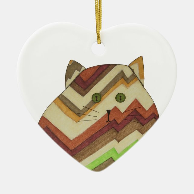 Fat Cat Ceramic Ornament (Front)